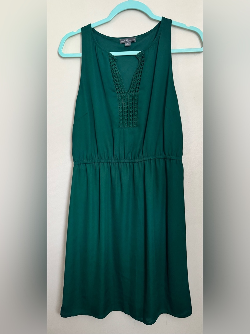 Market & Spruce Emerald Green Dress with Braided Trim